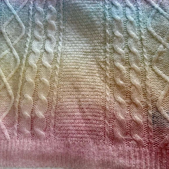 UNIF Cake Sweater Pullover Pastel Rainbow Twee Ombré Cable Knit Soft Size Medium - Picture 8 of 13